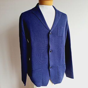 Lorenzoni Men's Italian Navy Blue Cardigan Size 52 / L